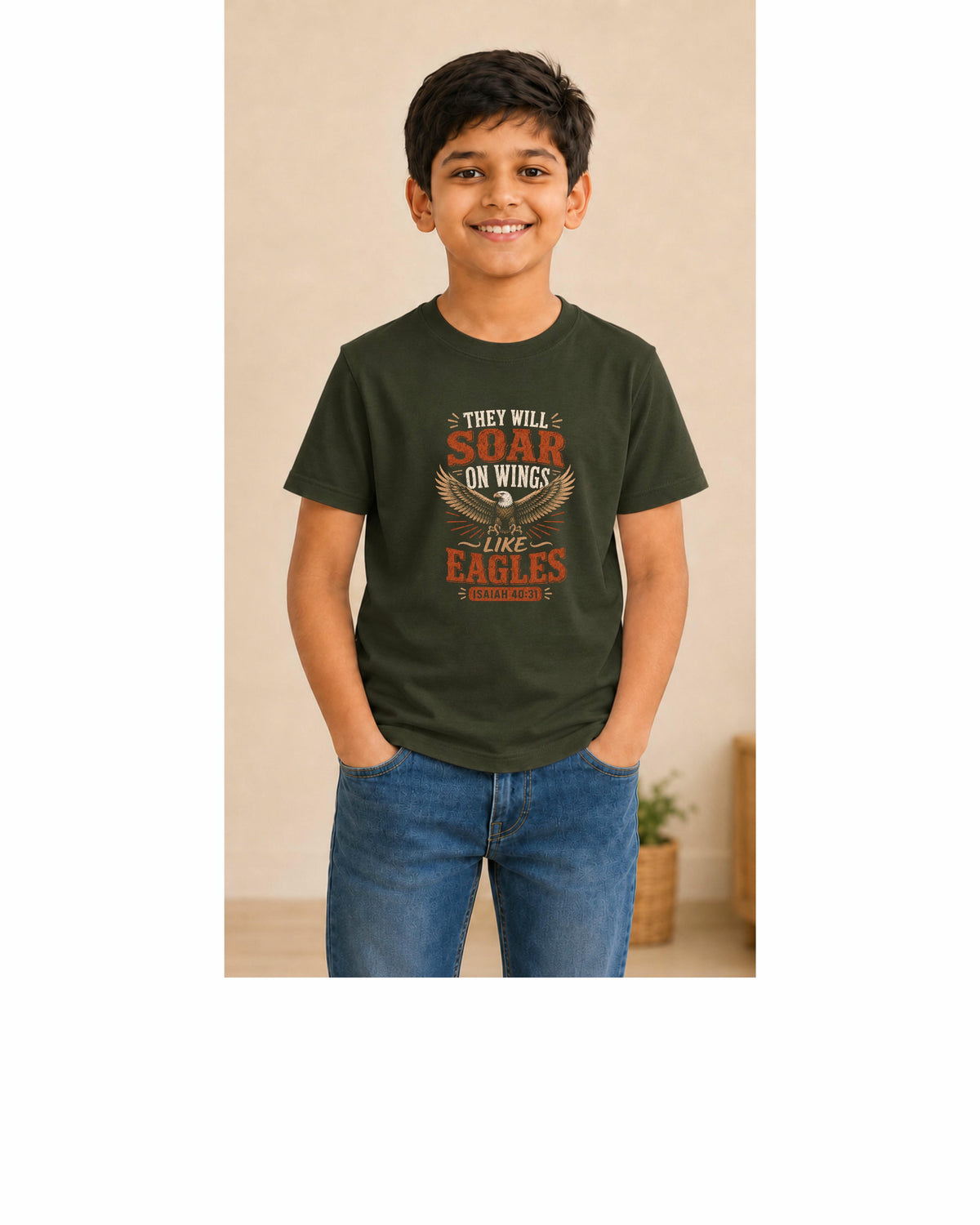 Soar on Wings Like Eagles – Isaiah 40:31 Christian Kids T-Shirt