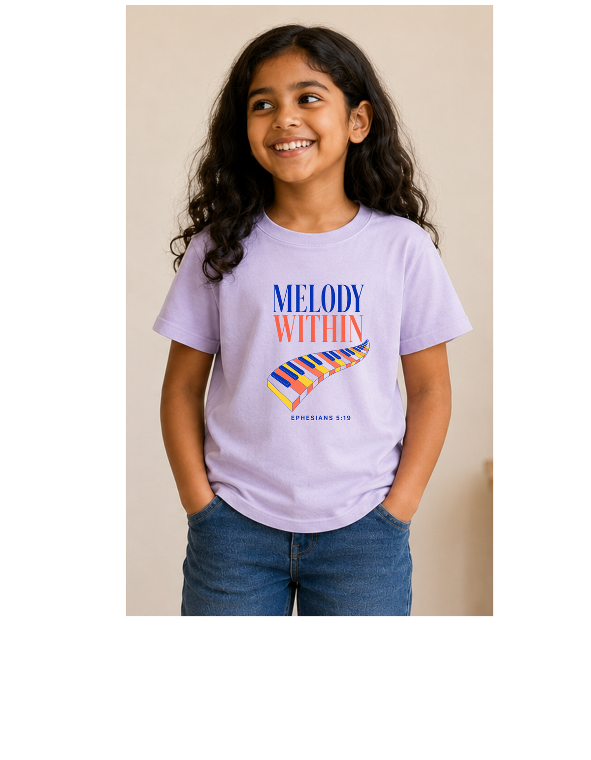 Melody Within Kids Christian T-Shirt | Ephesians 5:19 Bible Verse Tee