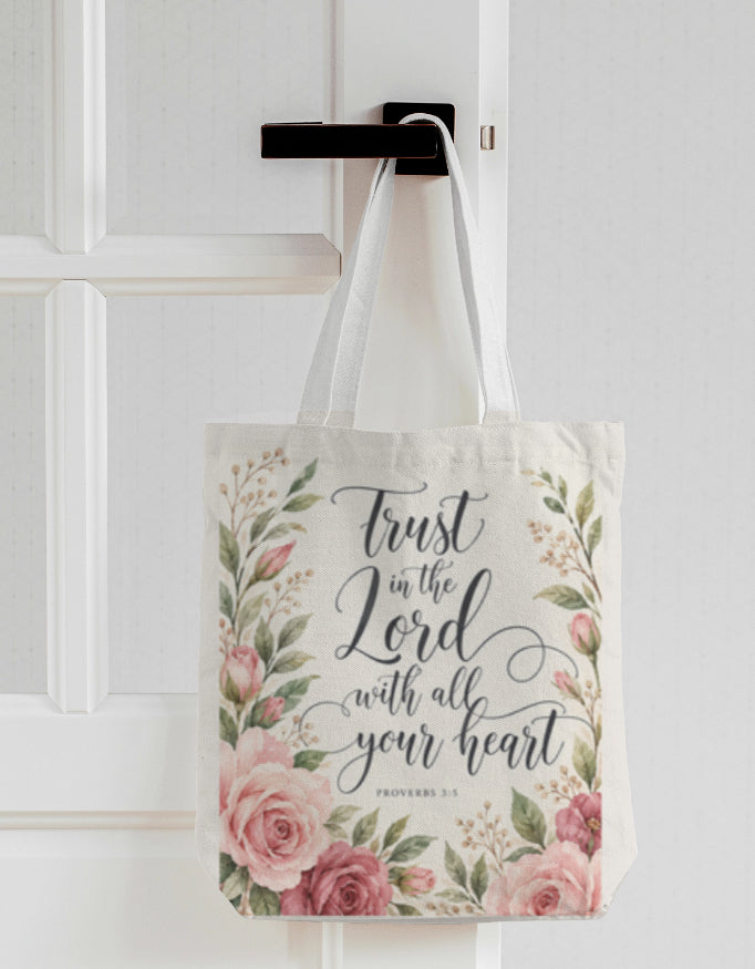 Trust in the Lord Floral Tote Bag | WordOnThread